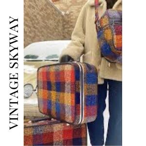 Vintage Skyway Plaid Tweed Suitcase